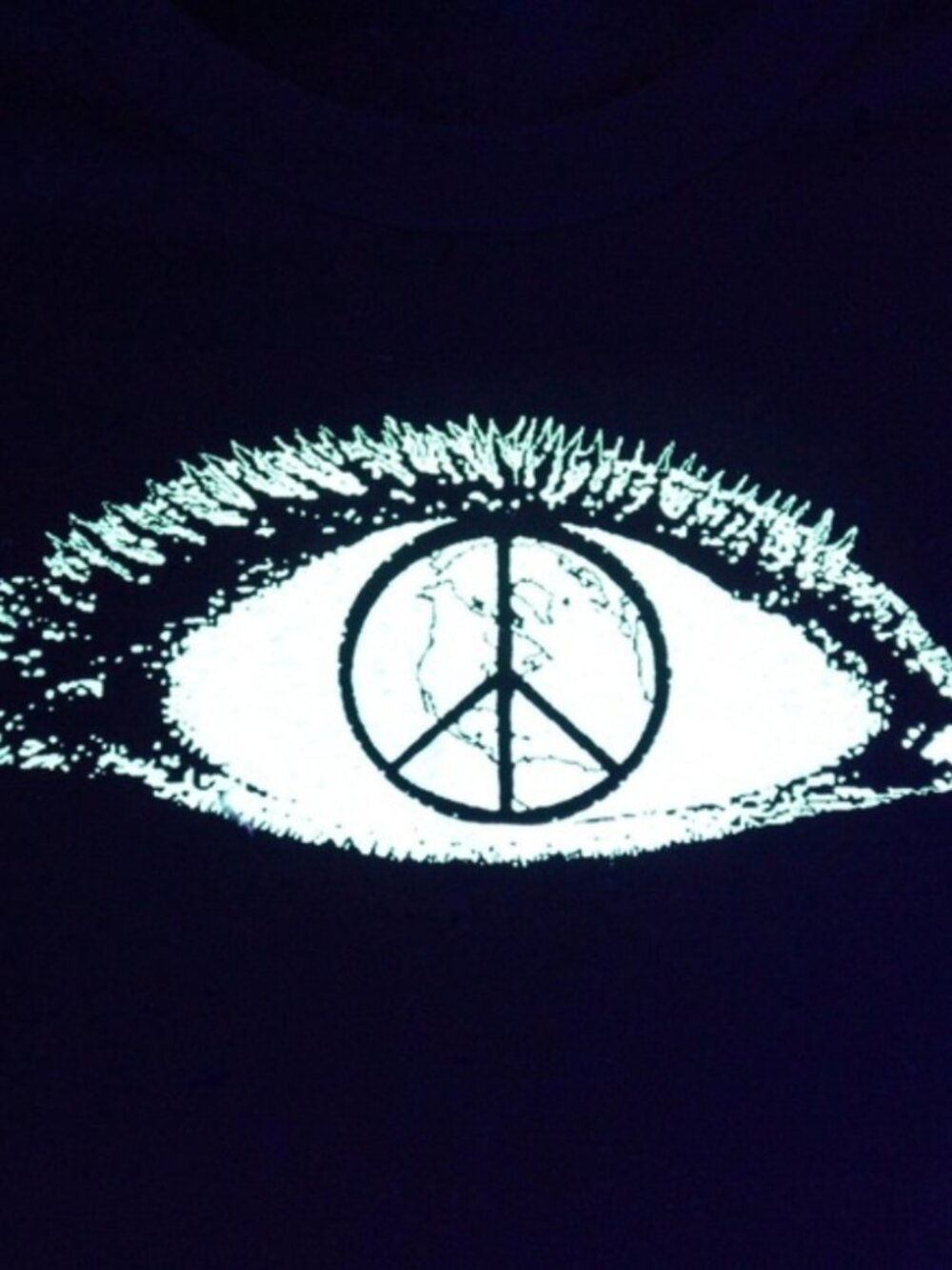 Eye See World Peace glow in the dark t-shirt Women's Size 8, 12 or XL Black